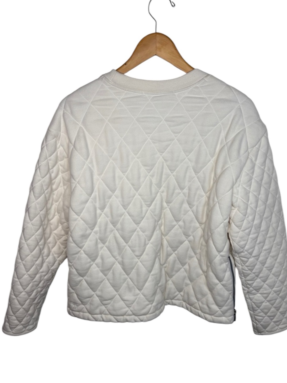 Athleta Retroplush White Quilted Crewneck Side Zip Sweatshirt Women Size M - Picture 5 of 5